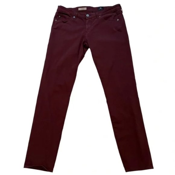 AG ADRIANO GOLDSCHMIED Pants Wine Maroon Burgundy The Stilt Cigarette Leg 27R - Picture 3 of 7